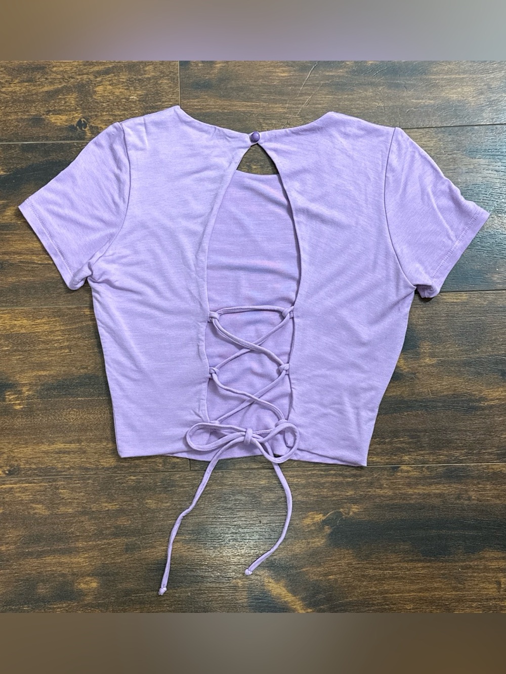 Better Be Lavender Lace-Up Back Crop Top – Size M 💜✨